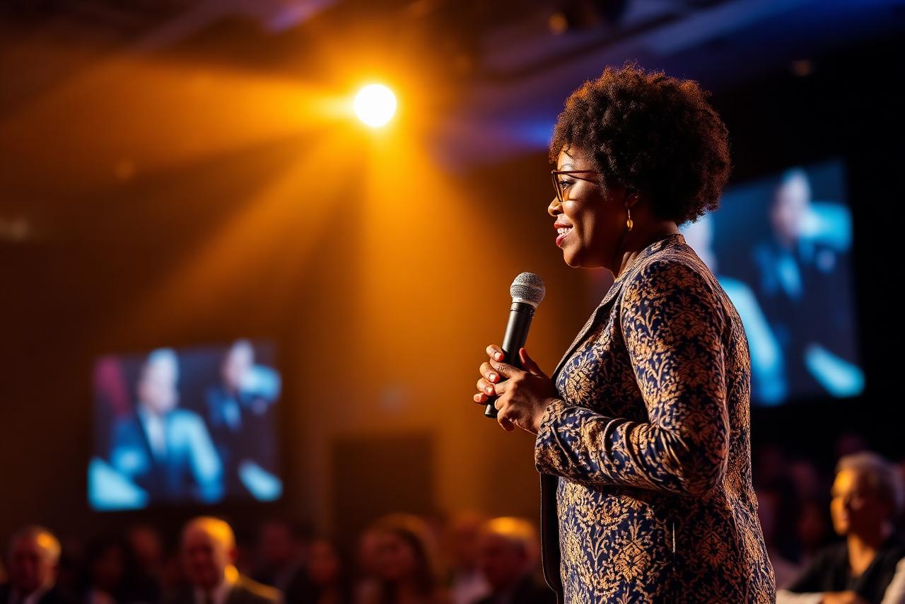 Elizabeth speaking on stage